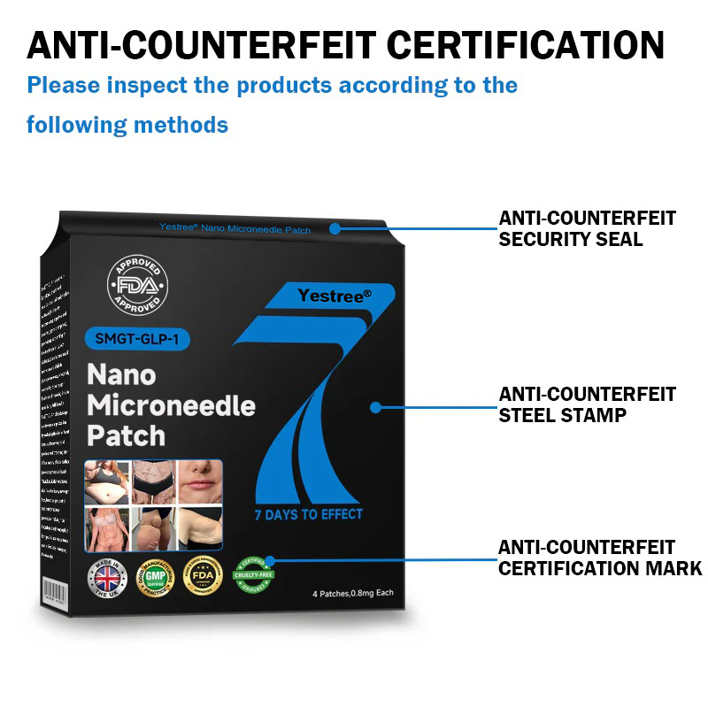 Yestree®👨⚕️ Nano Microneedle Patch with SMGT-GLP-1 & Matrixyl 3000 – Slimming, Skin Tightening, Blood Sugar Support, No Injection, 7-Day Result