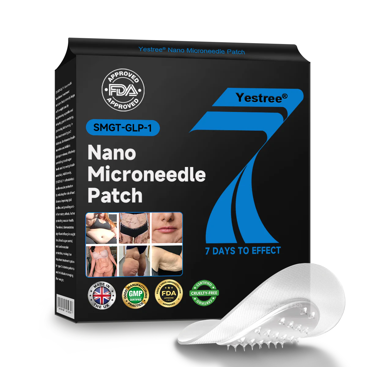 Yestree®👨‍⚕️ Nano Microneedle Patch with SMGT-GLP-1 & Matrixyl 3000 – Slimming, Skin Tightening, Blood Sugar Support, No Injection, 7-Day Result